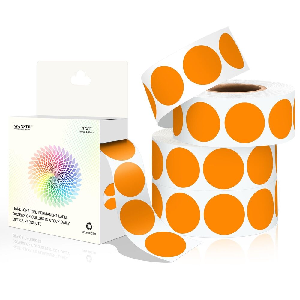 5159 4000 Pcs 1 Inch Round Color Coding Labels,4 Rolls Multi-Color Dot
